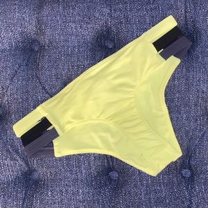 New Yellow Bathing Suit Bottom w black/gry straps